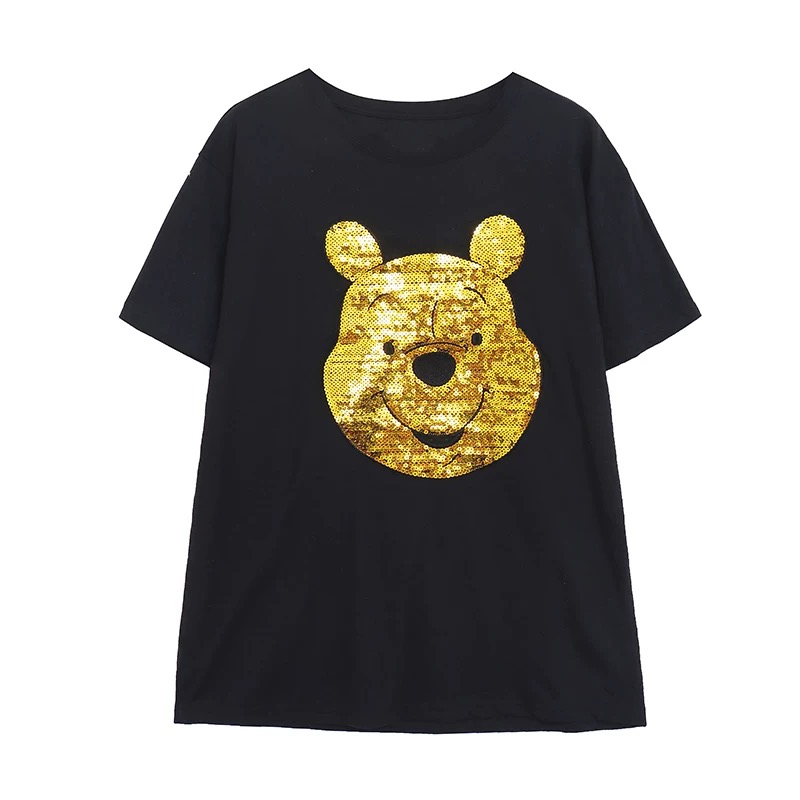 Mickey Mouse Tee เสื้อยืด POOH BLINK T-shirt หมีพูห์ ปักเลื่อม Mickey Halloween งานดิสนีย์แท้ MICKEY สำเนา สำเนา
