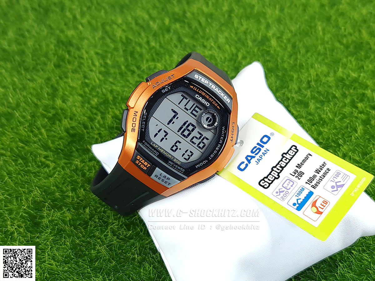 CASIO นาฬิกาคาสิโอ นาฬิกาข้อมือ นาฬิกากันน้ำ นาฬิกาของแท้ ประกันศูนย์ CMG 1 ปี รุ่น WS-2000H-4A นาฬิกาสีส้ม