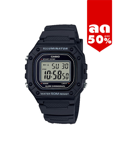 CASIO MID YEAR SALE นาฬิกาคาสิโอ พร้อมส่ง นาฬิกาข้อมือ นาฬิกากันน้ำ นาฬิกาของแท้ BTS ประกันศูนย์ CMG 1 ปี รุ่น W-218H-1A นาฬิกาสีดำ