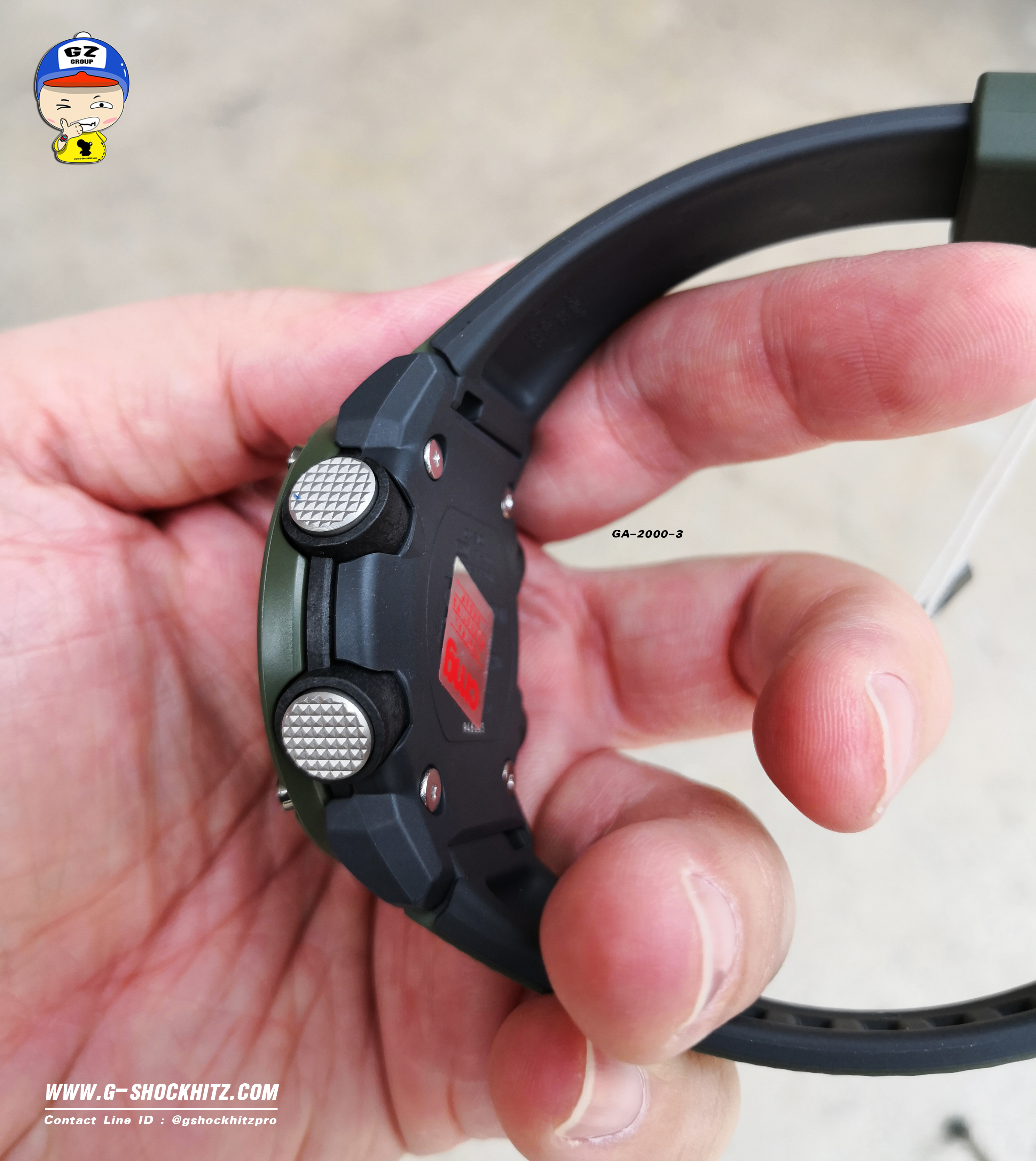 CASIO G-SHOCK นาฬิกาข้อมือ นาฬิกากันน้ำ นาฬิกาของแท้ ประกันศูนย์ CMG 1 ปี รุ่น GA-2000-3A นาฬิกาสีเขียว