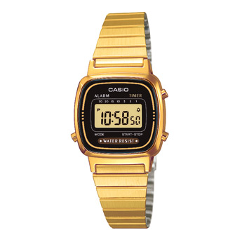 CASIO นาฬิกาคาสิโอ นาฬิกาข้อมือ นาฬิกากันน้ำ นาฬิกาของแท้ ประกันศูนย์ CMG 1 ปี รุ่น LA670WGA-1D นาฬิกาสีทอง