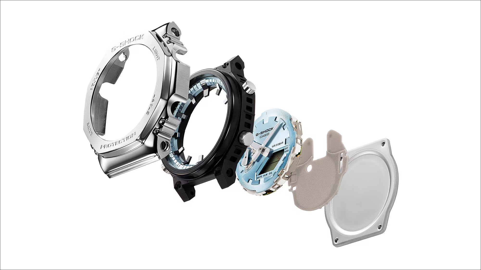 CASIO G-SHOCK นาฬิกาข้อมือ นาฬิกากันน้ำ นาฬิกาของแท้ ประกันศูนย์ CMG 1 ปี รุ่น GM-2110D-2B นาฬิกาสีเงิน