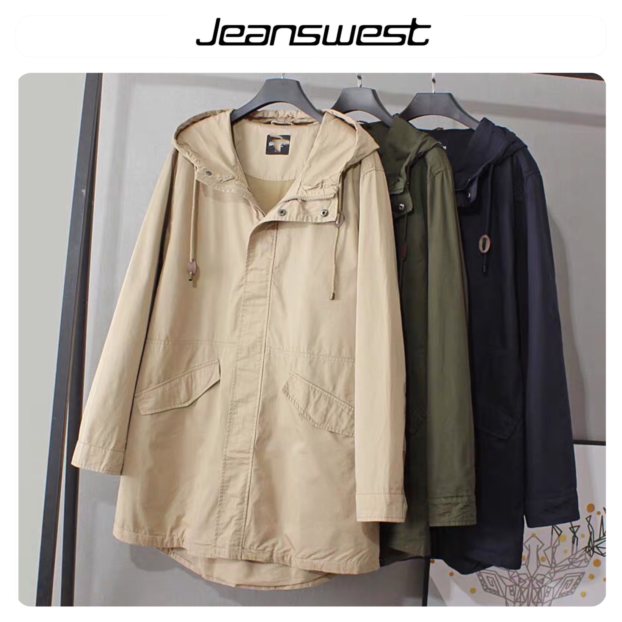 Jeanswest เสื้อนอกเขียวทหาร เสื้อแจ็คเก็ต แนวทหาร แบรนด์ JEANSWEST เขียว