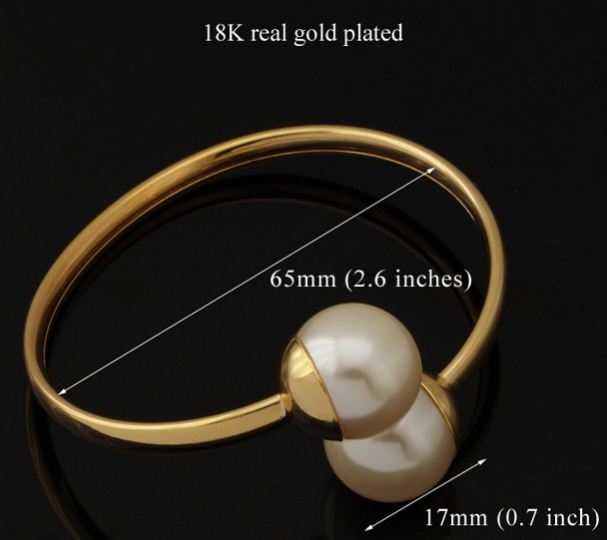 กำไลข้อมือผู้หญิง กำไลทอง 18 K ติด ไข่มุก 2 ข้าง งาน พรีเมี่ยม แบบสวย ของขวัญให้แฟน น่ารัก ๆ มี ทอง และ แพลตตินั่ม ค่ะ 216980