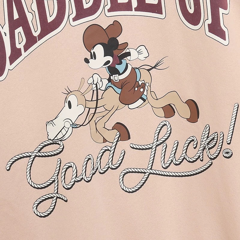 เสื้อฮู้ด สเวตเตอร์ กันหนาว Mickey Saddle up H&M DISNEYLAND PARIS mickey candy เสื้อมิคกี้ เม้าส์ Mickey mouse mickey mouse งาน DISNEYแท้ สีเบจ สำเนา ชมพู