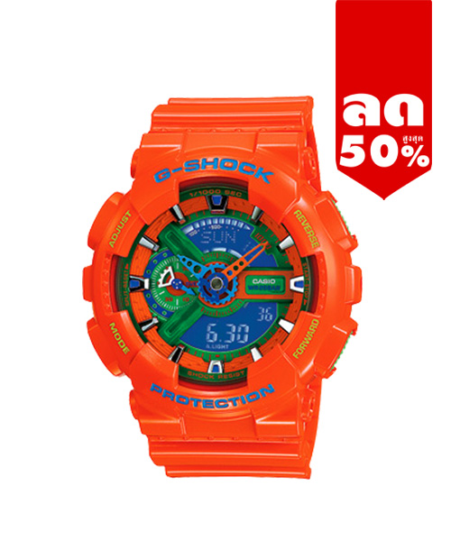 CASIO G-SHOCK นาฬิกาข้อมือ นาฬิกากันน้ำ นาฬิกาของแท้ ประกันศูนย์ CMG 1 ปี รุ่น GA-110A-4A นาฬิกาสีส้ม
