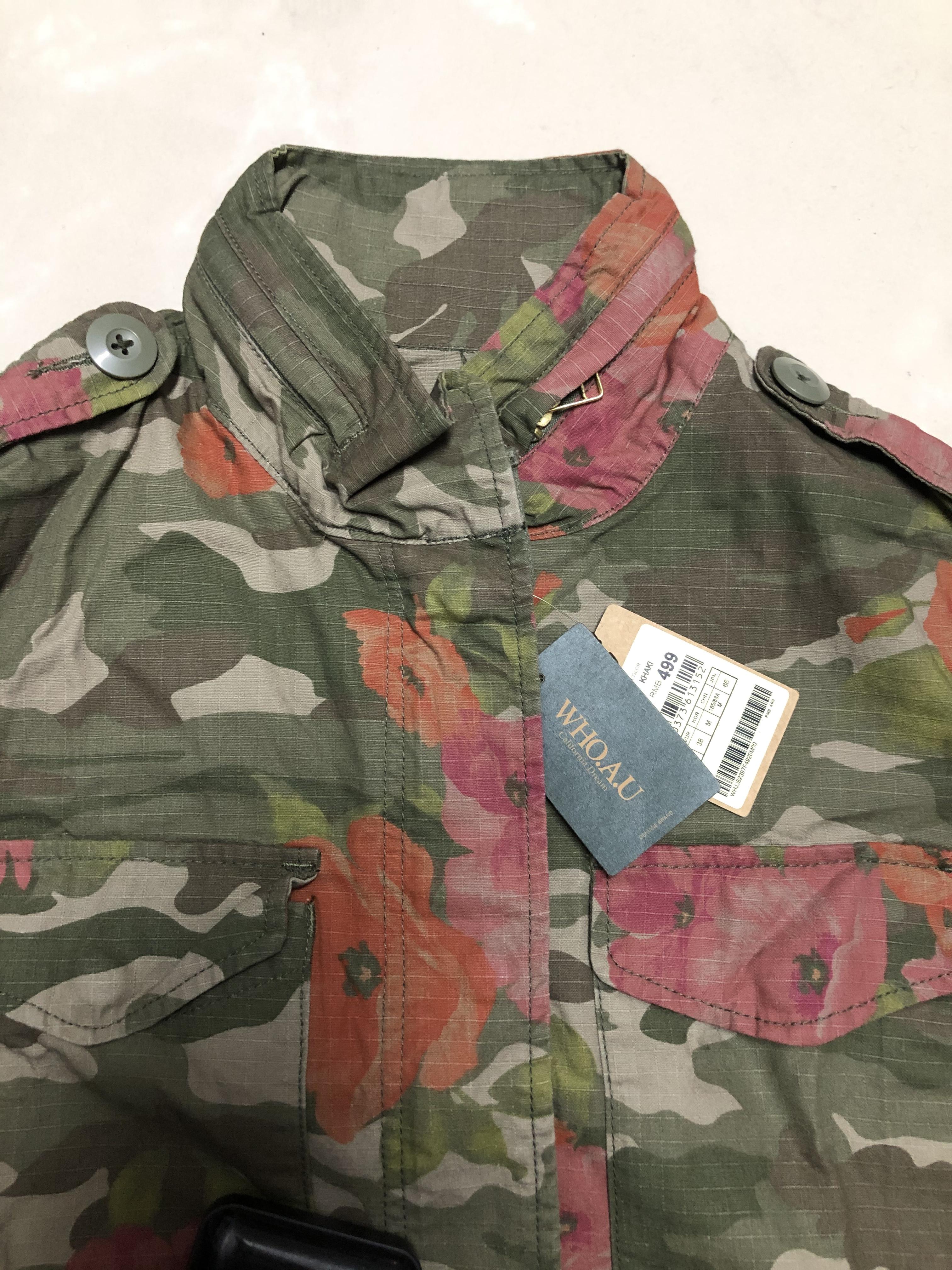 Who.au เสื้อนอกทหาร เสื้อแจ็คเก็ต ลายพรางFlora camo แนวทหาร แพทเทินสวย เท่ห์ มาก แบรนด์Who.Au คะ สำเนา สำเนา สำเนา สำเนา สำเนา เขียว