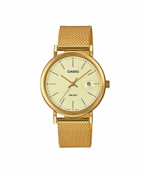 CASIO นาฬิกาคาสิโอ นาฬิกาข้อมือ นาฬิกากันน้ำ นาฬิกาของแท้ ประกันศูนย์ CMG 1 ปี รุ่น LTP-E175MG-9E นาฬิกาสีทอง