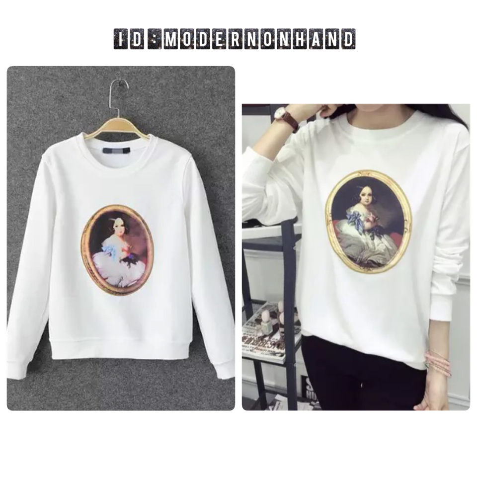 เสื้อวอร์ม เสื้อกันหนาว สีขาว แต่งสกรีนลาย แนว OLD SCHOOL สวย เท่ห์ แนวๆ คะ