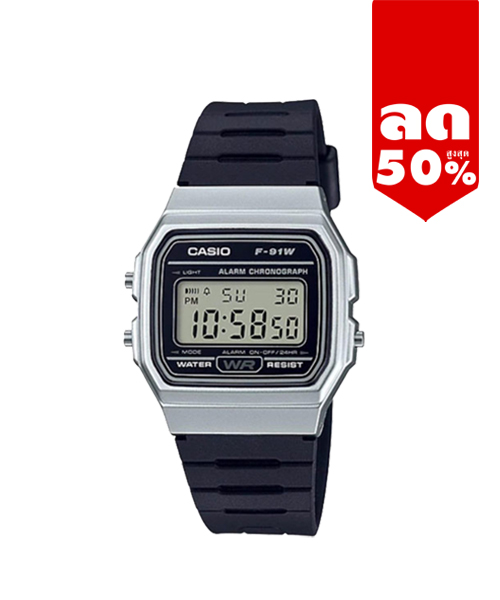 CASIO MID YEAR SALE นาฬิกาคาสิโอ นาฬิกาข้อมือ นาฬิกากันน้ำ นาฬิกาของแท้ ประกันศูนย์ CMG 1 ปี รุ่น F-91WM-7A นาฬิกาสีเงิน