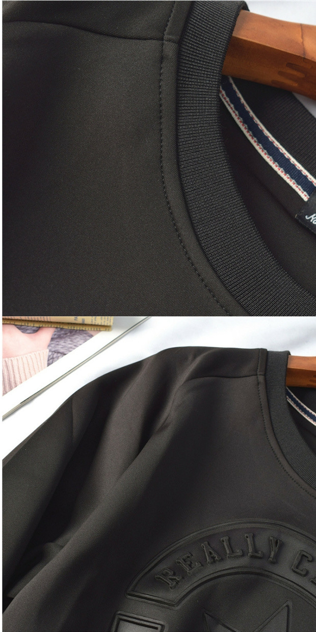 เสื้อวอร์ม เสื้อสเวตเตอร์ ปั๊มลาย เสื้อกันหนาว ทรง over size เนื้อละเอียด ดำ