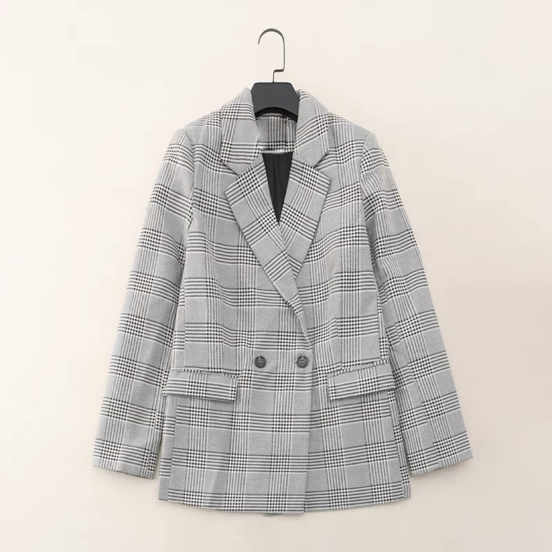 เสื้อโค้ท เสื้อคลุม ทรงสูท ลายตาราง checked plaid blazer gingerham เสื้อคลุม เบลเซอร์ Blazer check ❄️แบรนด์✨H&M✨ แท้💯% แบรนด์ สำเนา