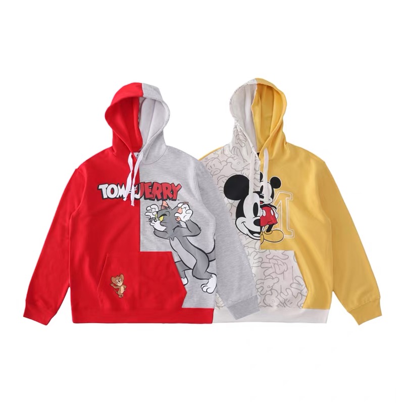 Disney เสื้อวอร์มฮู้ด แขนยาว สีเทาแดง ทูโทน สกรีน TOM&Jerry งาน warner DISNEY สำเนา สำเนา สำเนา สำเนา สำเนา สำเนา สำเนา สำเนา เทา