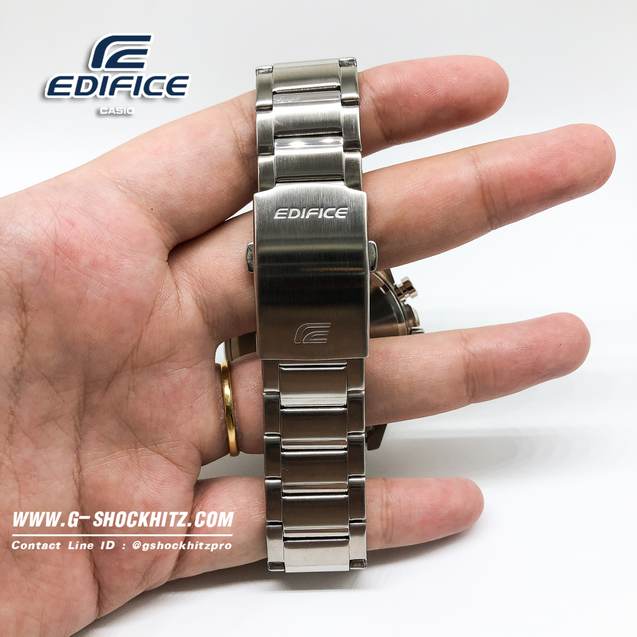 CASIO EDIFICE นาฬิกาข้อมือ นาฬิกากันน้ำ นาฬิกาของแท้ ประกันศูนย์ CMG 1 ปี รุ่น EFR-571DB-1A1 นาฬิกาสีเงิน