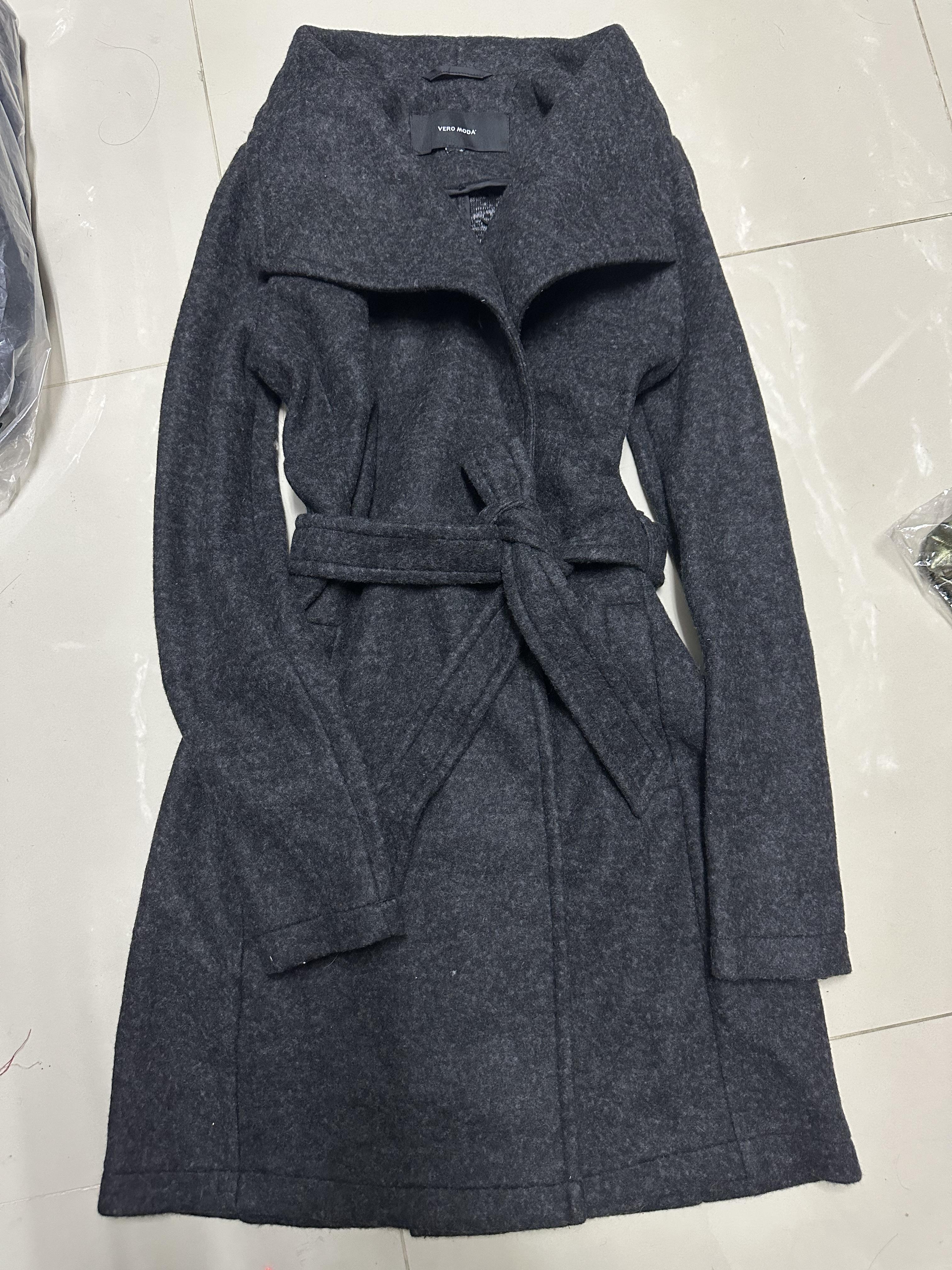 เสื้อโค้ท เสื้อกันหนาว เนื้อผ้าวูล โค้ทวูล สีดำ แบรนด์ vero moda