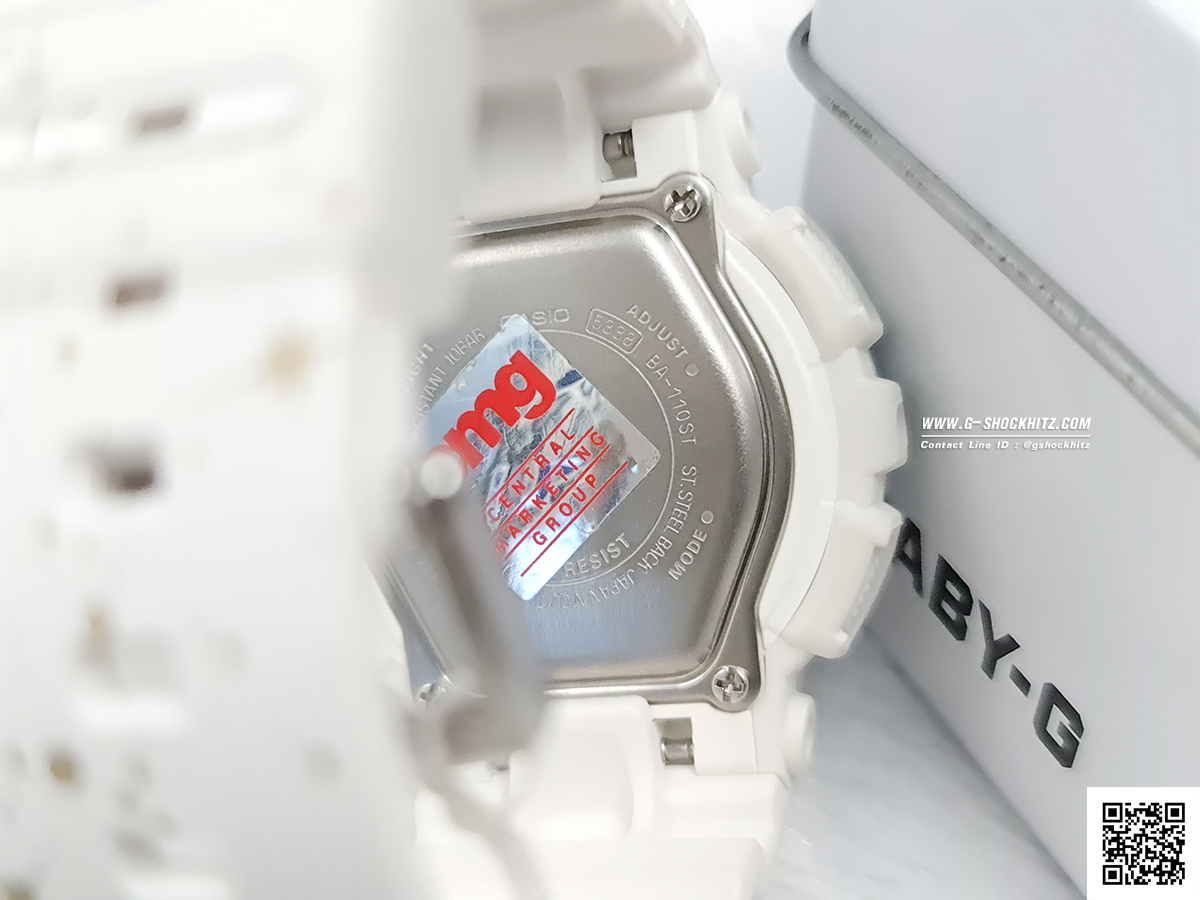 CASIO BABY-G นาฬิกาข้อมือ นาฬิกากันน้ำ นาฬิกาของแท้ ประกันศูนย์ CMG 1 ปี รุ่น BA-110ST-7A นาฬิกาสีขาว