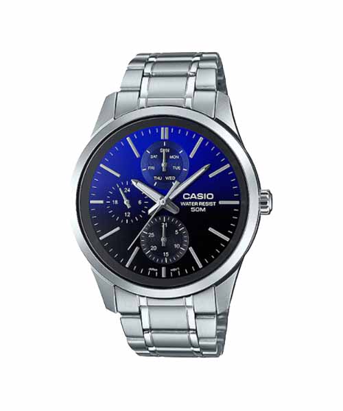 CASIO นาฬิกาคาสิโอ นาฬิกาข้อมือ นาฬิกากันน้ำ นาฬิกาของแท้ ประกันศูนย์ CMG 1 ปี รุ่น MTP-E330D-2A นาฬิกาสีเงิน