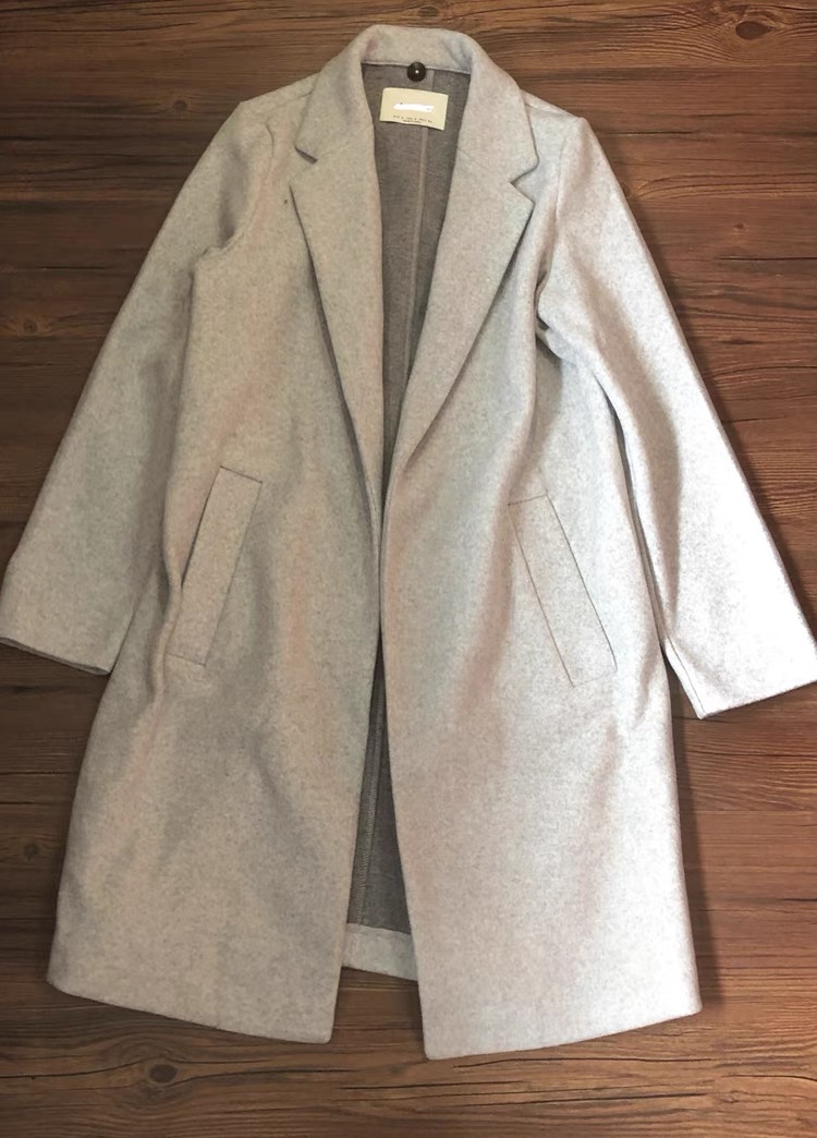 เสื้อโค้ท เสื้อโค้ทกันหนาว โค้ทวูล tailored knot coat สีเบจ แบรนด์ STRADIVARIUS สำเนา