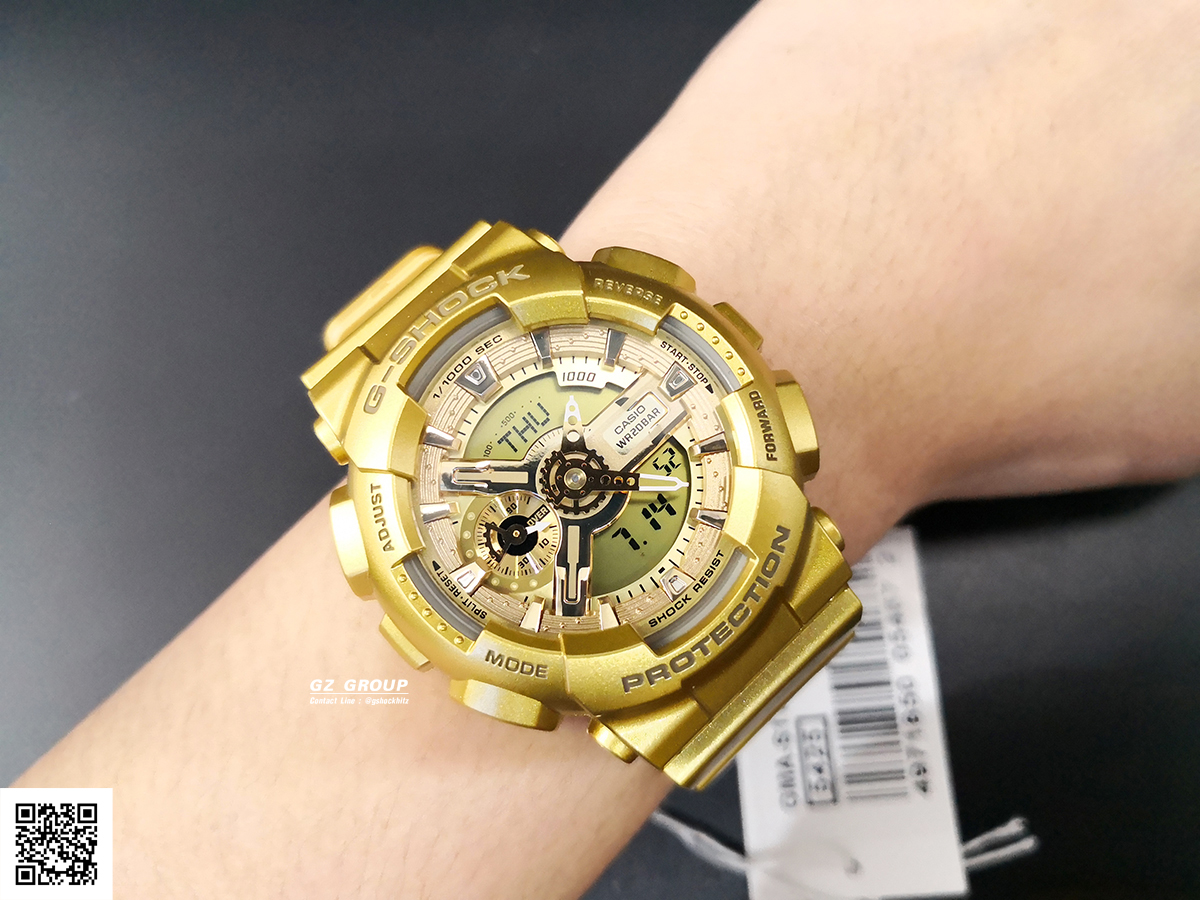 CASIO MID YEAR SALE G-SHOCK พร้อมส่ง นาฬิกาข้อมือ นาฬิกากันน้ำ นาฬิกาของแท้ ประกันศูนย์ CMG 1 ปี รุ่น GMA-S110VK-9ADR นาฬิกาสีทอง