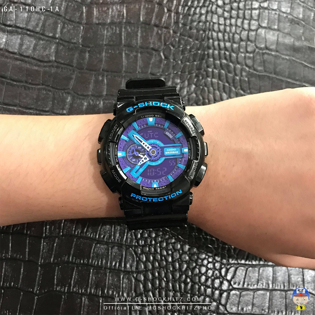 CASIO G-SHOCK นาฬิกาข้อมือ นาฬิกากันน้ำ นาฬิกาของแท้ ประกันศูนย์ CMG 1 ปี รุ่น GA-110HC-1A นาฬิกาสีดำ