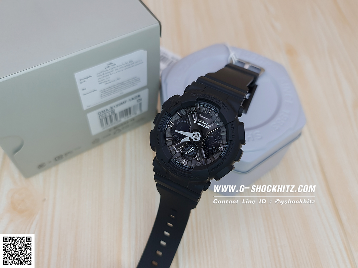 CASIO G-SHOCK นาฬิกาข้อมือ นาฬิกากันน้ำ นาฬิกาของแท้ ประกันศูนย์ CMG 1 ปี รุ่น GMA-S120MF-1A นาฬิกาสีดำ