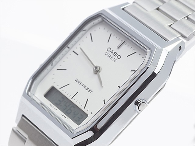 CASIO นาฬิกาคาสิโอ นาฬิกาข้อมือ นาฬิกากันน้ำ นาฬิกาของแท้ ประกันศูนย์ CMG 1 ปี รุ่น AQ-230A-7A นาฬิกาสีเงิน