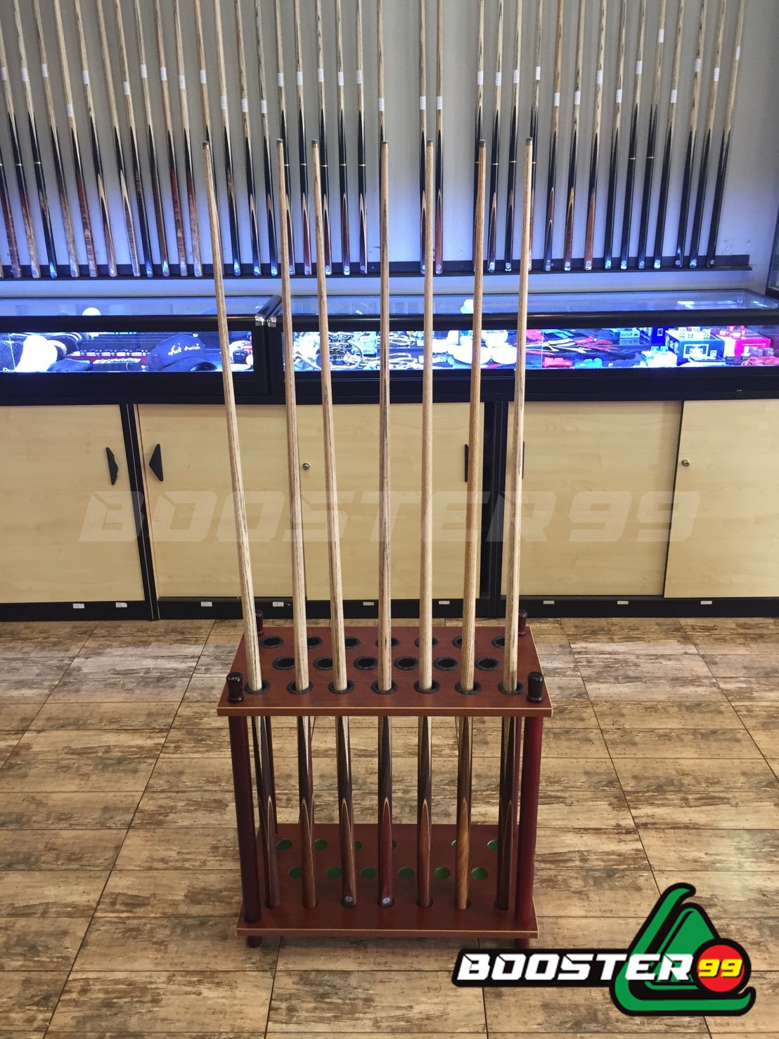 [TN07] ที่วางไม้คิว ตั้งพื้น 22ด้าม ทรงสี่เหลี่ยม ไม้