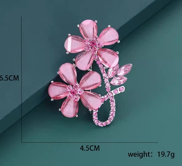 เข็มกลัดดอกไม้ คริสตรัลแท้ สีฟ้า ชมพู แดง ม่วง เข็มกลัดติดเสื้อสูท แบบสวย ๆ ดอกไม้ คู่ น่ารัก ๆ 451918