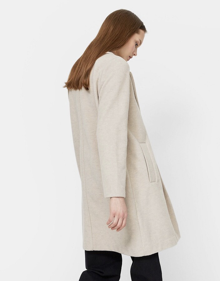 เสื้อโค้ท เสื้อโค้ทกันหนาว โค้ทวูล tailored knot coat สีเบจ แบรนด์ STRADIVARIUS สำเนา
