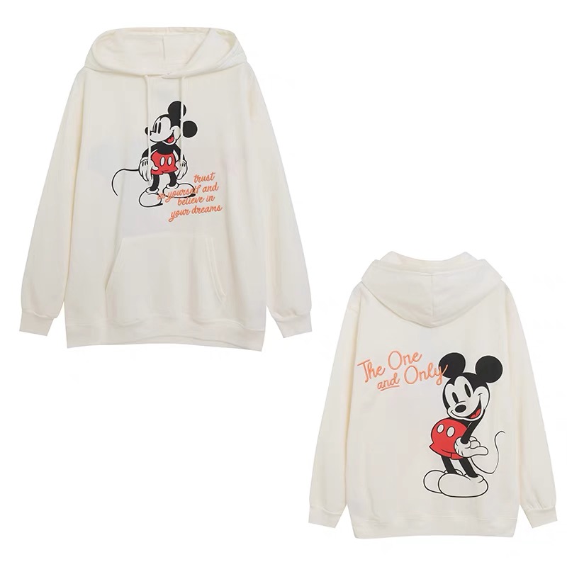 เสื้อวอร์ม สเวตเตอร์ Disney เสื้อMICKEY สีขาว Winnie the pooh แขนยาว สีครีม ลายการ์ตูน DISNEYงานสวย มากคะ TRUST IN YOURSELF AND BELIEVE IN YOUR DREAM แดง