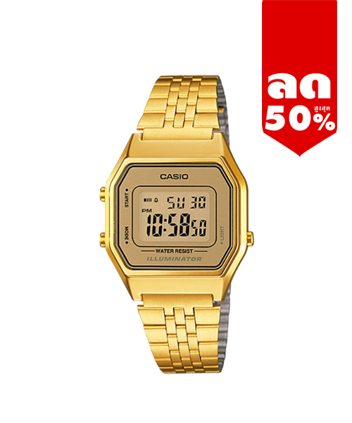 CASIO นาฬิกาคาสิโอ นาฬิกาข้อมือ นาฬิกากันน้ำ นาฬิกาของแท้ ประกันศูนย์ CMG 1 ปี รุ่น LA680WGA-9D นาฬิกาสีทอง
