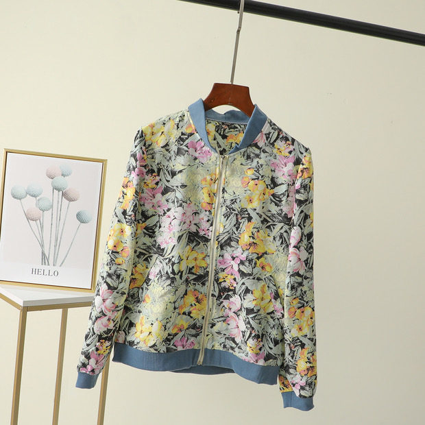 เสื้อแจ็คเก็ต เสื้อคลุม ลายดอก ปลายแขนจั๊ม สำเนา ลายดอก