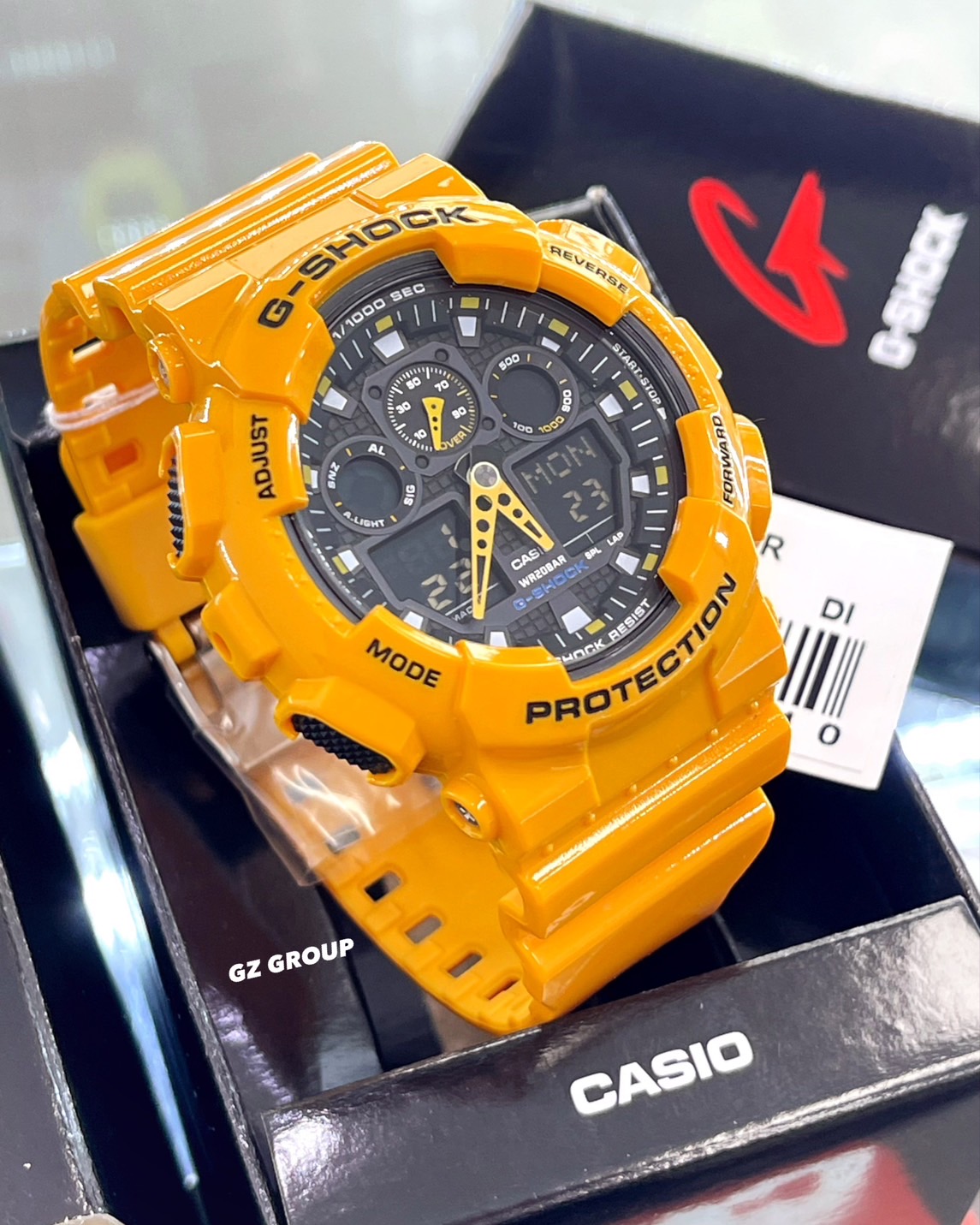 CASIO G-SHOCK นาฬิกาข้อมือ นาฬิกากันน้ำ นาฬิกาของแท้ ประกันศูนย์ CMG 1 ปี รุ่น GA-100A-9A นาฬิกาสีเหลือง