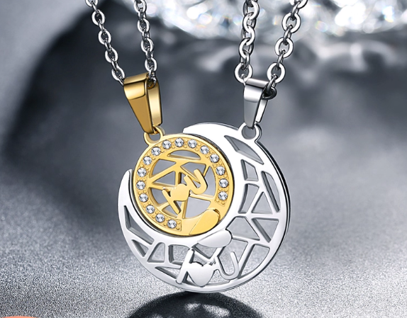 สร้อยคอคู่รัก จันทร์ โอบอาทิตย์ ใส่เป็นคู่ ของขวัญจิ๊กซอว์ สำหรับ คู่รัก สร้อยคู่ แบบสวย ๆ ของขวัญแทนใจ 101836