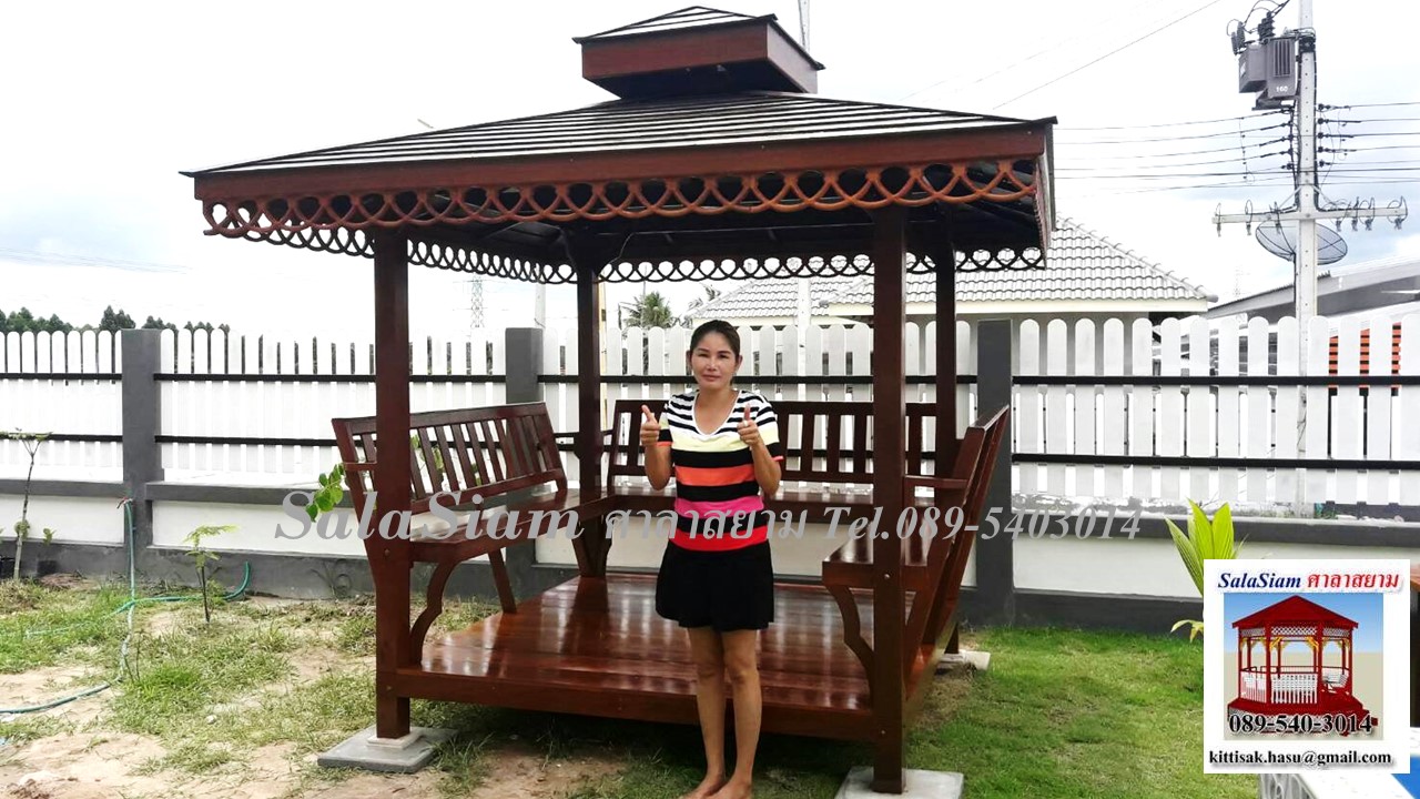 ผลงานการส่งมอบศาลาไม้ทรงบาหลี ลูกค้าคุณวารินท์ หลักทอง ปลวกแดง ระยอง