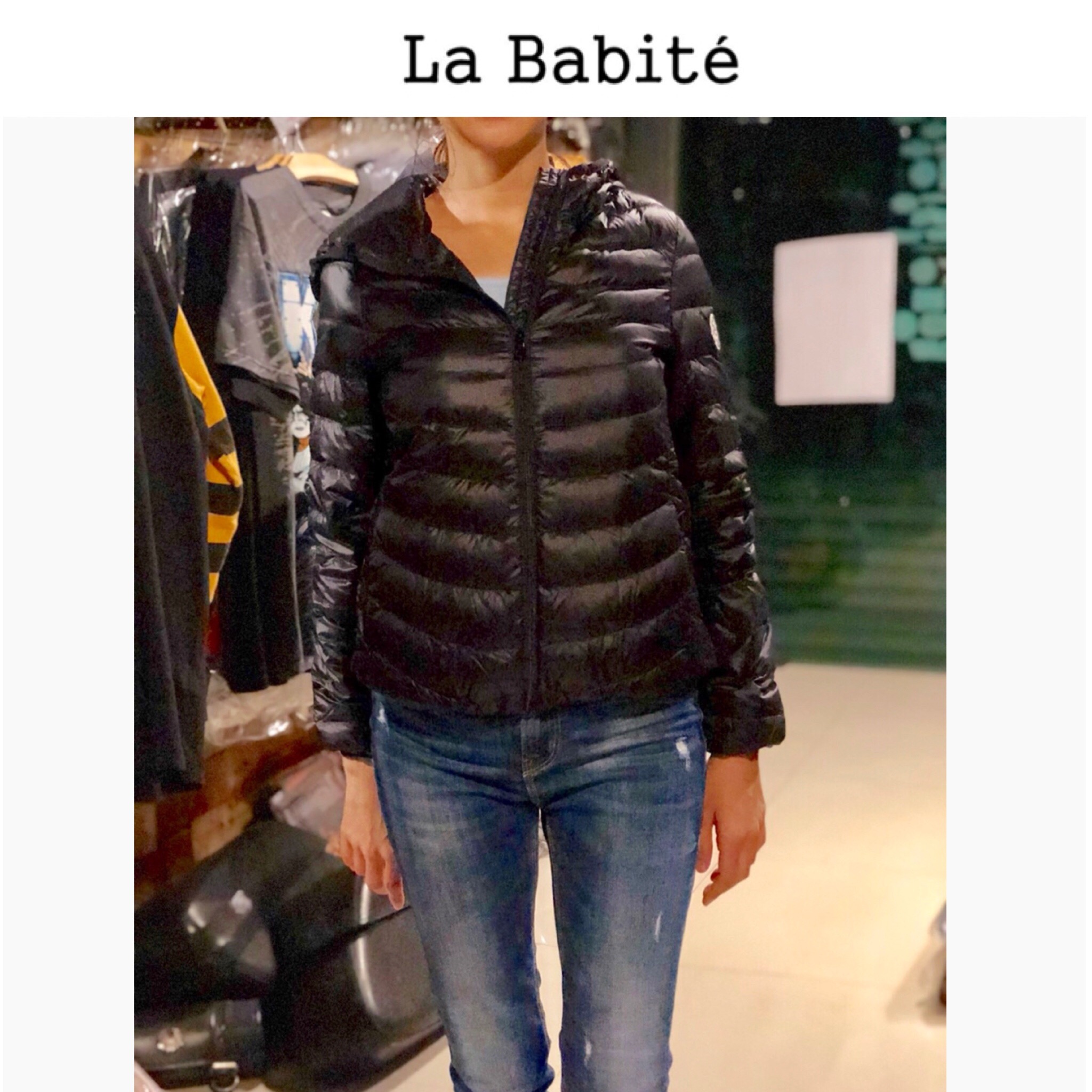 La Babite เสื้อฮู้ดขนเป็ด เสื้อขนเป็ดสีดำ แบรนด์ La Babite กันหนาวฮู้ดขนเป็ดแบบบาง down90%&Feather10% Size S ดำ
