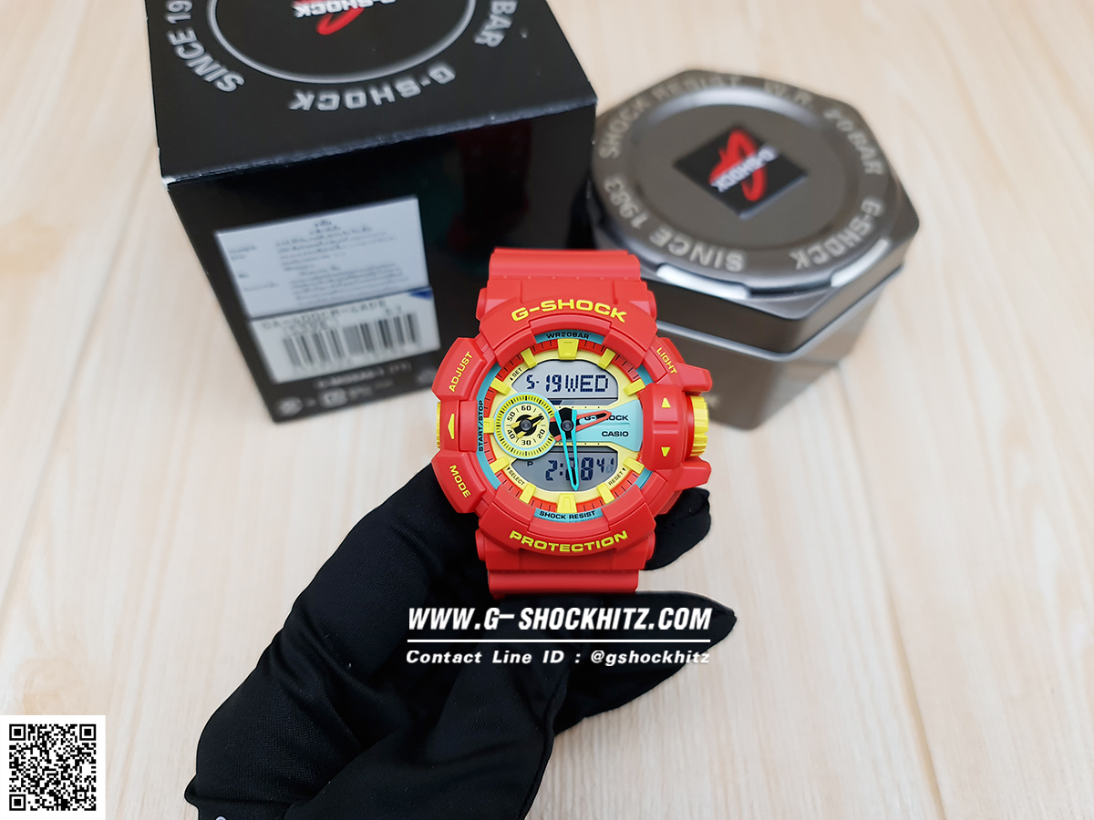 CASIO G-SHOCK นาฬิกาข้อมือ นาฬิกากันน้ำ นาฬิกาของแท้ ประกันศูนย์ CMG 1 ปี รุ่น GA-400CM-4A นาฬิกาสีแดง