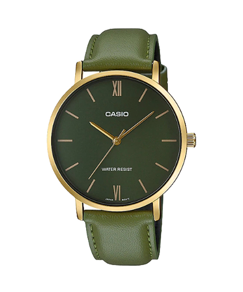 CASIO นาฬิกาคาสิโอ นาฬิกาข้อมือ นาฬิกากันน้ำ นาฬิกาของแท้ ประกันศูนย์ CMG 1 ปี รุ่น MTP-VT01GL-3B นาฬิกาสีเขียว