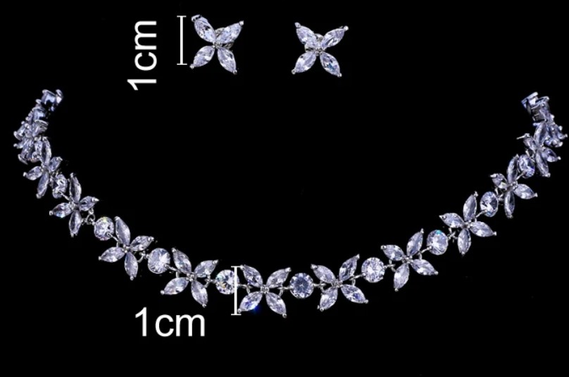 ชุดเครื่องเพชร ลายดอกไม้ แบบเต็มเส้น เข้าชุด กับ ต่างหู ชุดเครื่องเพชร เจ้าสาว หรือ ใส่ออกงานราตรีหรู 354752