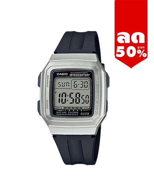 CASIO นาฬิกาคาสิโอ นาฬิกาข้อมือ นาฬิกากันน้ำ นาฬิกาของแท้ ประกันศูนย์ CMG 1 ปี รุ่น F-201WAM-7A นาฬิกาสีเงิน