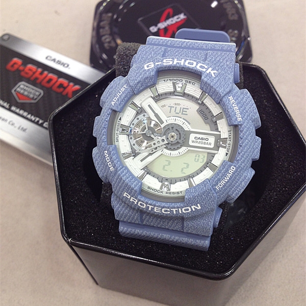 CASIO G-SHOCK นาฬิกาข้อมือ นาฬิกากันน้ำ นาฬิกาของแท้ ประกันศูนย์ CMG 1 ปี รุ่น GA-110DC-2A7 นาฬิกาสีฟ้า