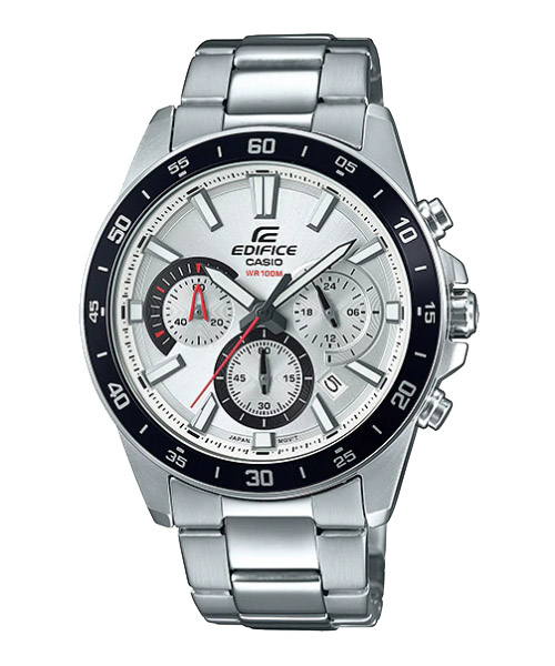 CASIO EDIFICE นาฬิกาข้อมือ นาฬิกากันน้ำ นาฬิกาของแท้ ประกันศูนย์ CMG 1 ปี รุ่น EFV-570D-7A นาฬิกาสีเงิน
