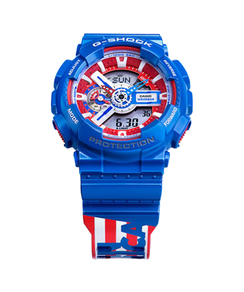 CASIO MID YEAR SALE G-SHOCK พร้อมส่ง นาฬิกาข้อมือ นาฬิกากันน้ำ นาฬิกาของแท้ ประกันศูนย์ CMG 1 ปี รุ่น GA-110CAPTAIN-2 นาฬิกาสีน้ำเงิน