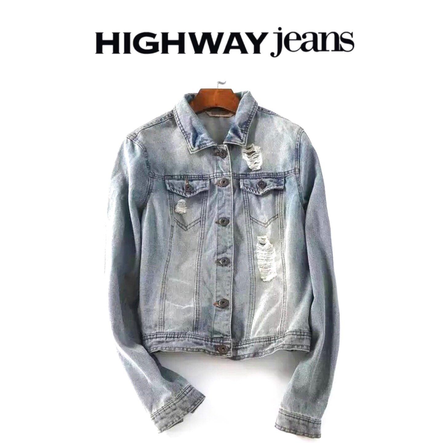 Highway jean เสื้อยีนส์ แจ็คเก็ตยีนส์ฟอก แต่งเซอร์ งาน HIGHWAY JEAN สวยเท่ห์มากคะ Size S/M/L/XL ยีนส์