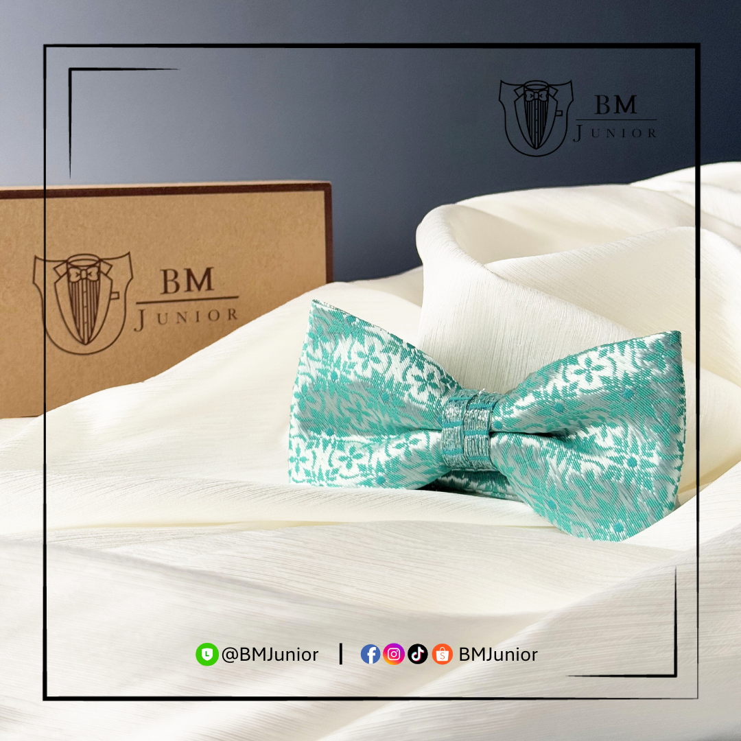 หูกระต่าย ลายไทยสีเขียวมิ้นท์ | Premium Bowtie Thai Pattern Mint