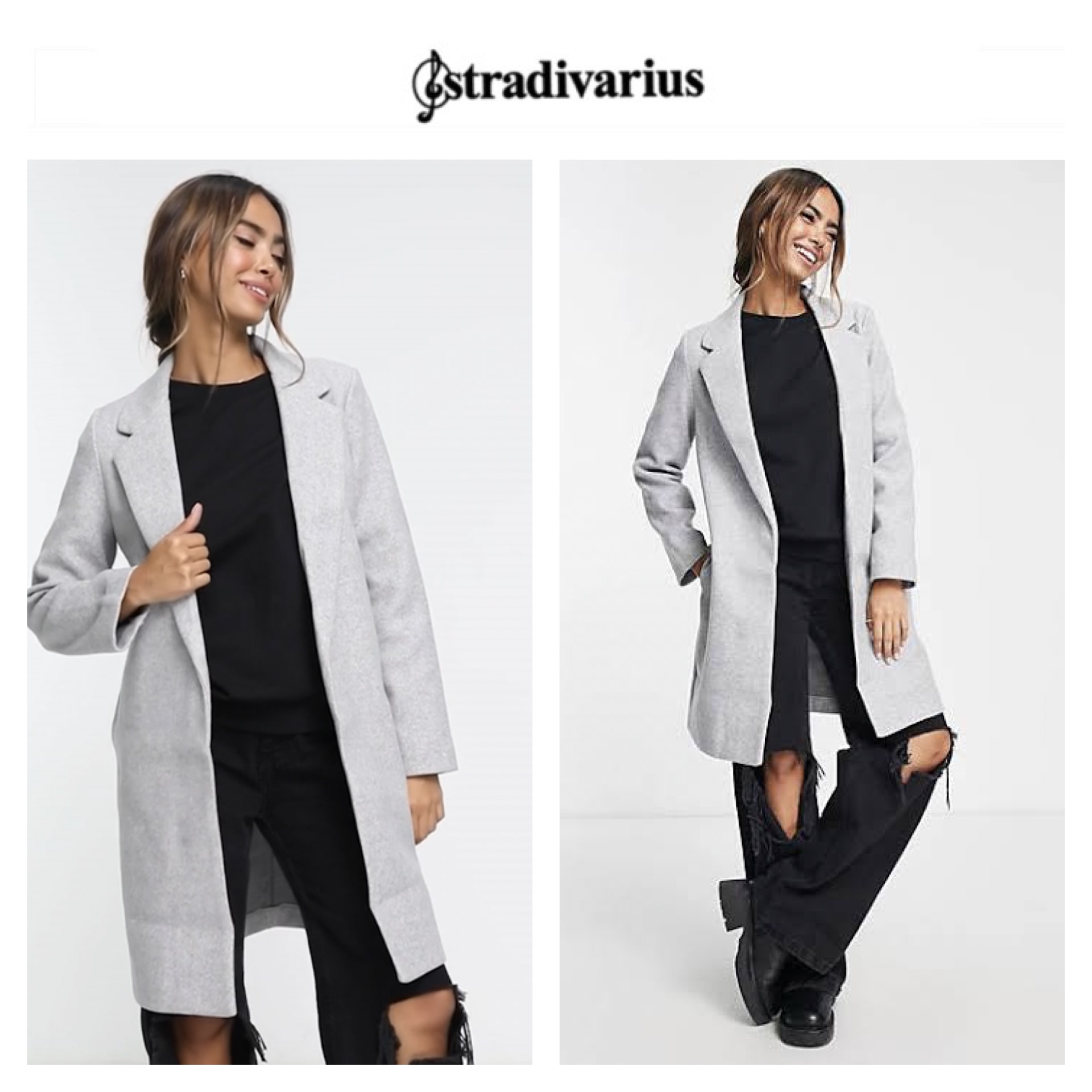 เสื้อโค้ท เสื้อโค้ทกันหนาว โค้ทวูล tailored knot coat สีเบจ แบรนด์ STRADIVARIUS สำเนา