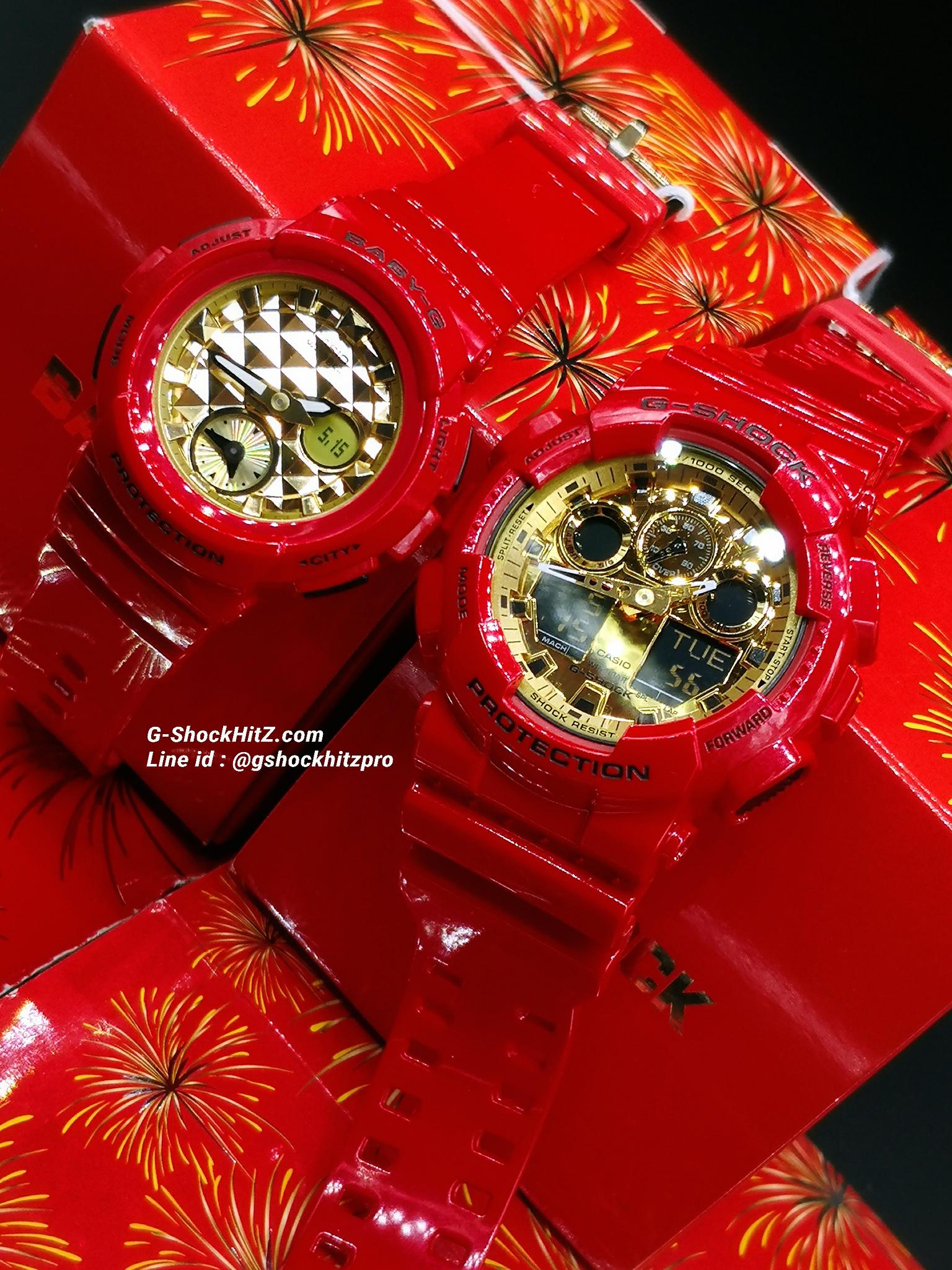 CASIO G-SHOCK นาฬิกาข้อมือ นาฬิกากันน้ำ นาฬิกาของแท้ ประกันศูนย์ CMG 1 ปี รุ่น GA-100VLA-4A นาฬิกาสีแดง