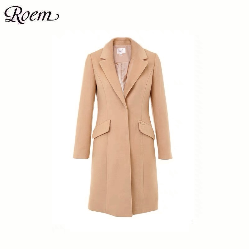 เสื้อโค้ทวูล Trench coat เสื้อโค้ทเฟอร์ โค้ทสักหลาดสีชมพูอ่อน แบรนด์ Roem