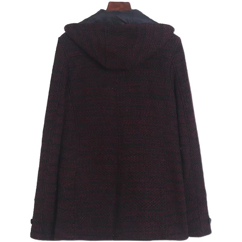 เสื้อโค้ท ฮู้ด เสื้อกันหนาว Pea coat กันหนาวฮู้ด กระดุมไม้ ดำ