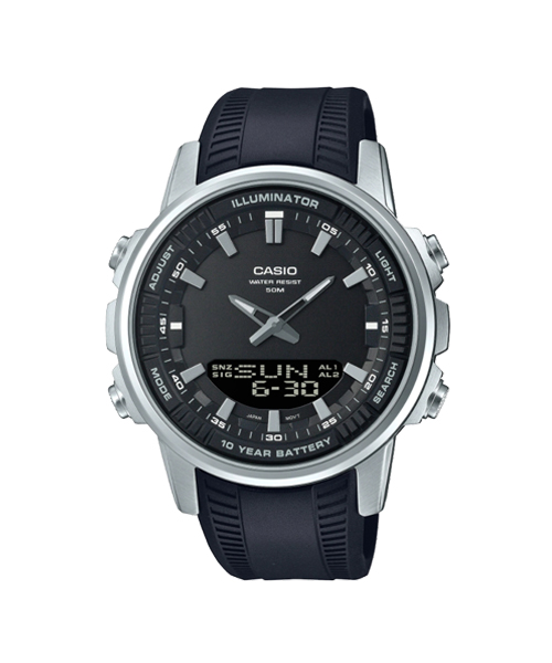 CASIO นาฬิกาคาสิโอ นาฬิกาข้อมือ นาฬิกากันน้ำ นาฬิกาของแท้ ประกันศูนย์ CMG 1 ปี รุ่น AMW-880-1A นาฬิกาสีดำ